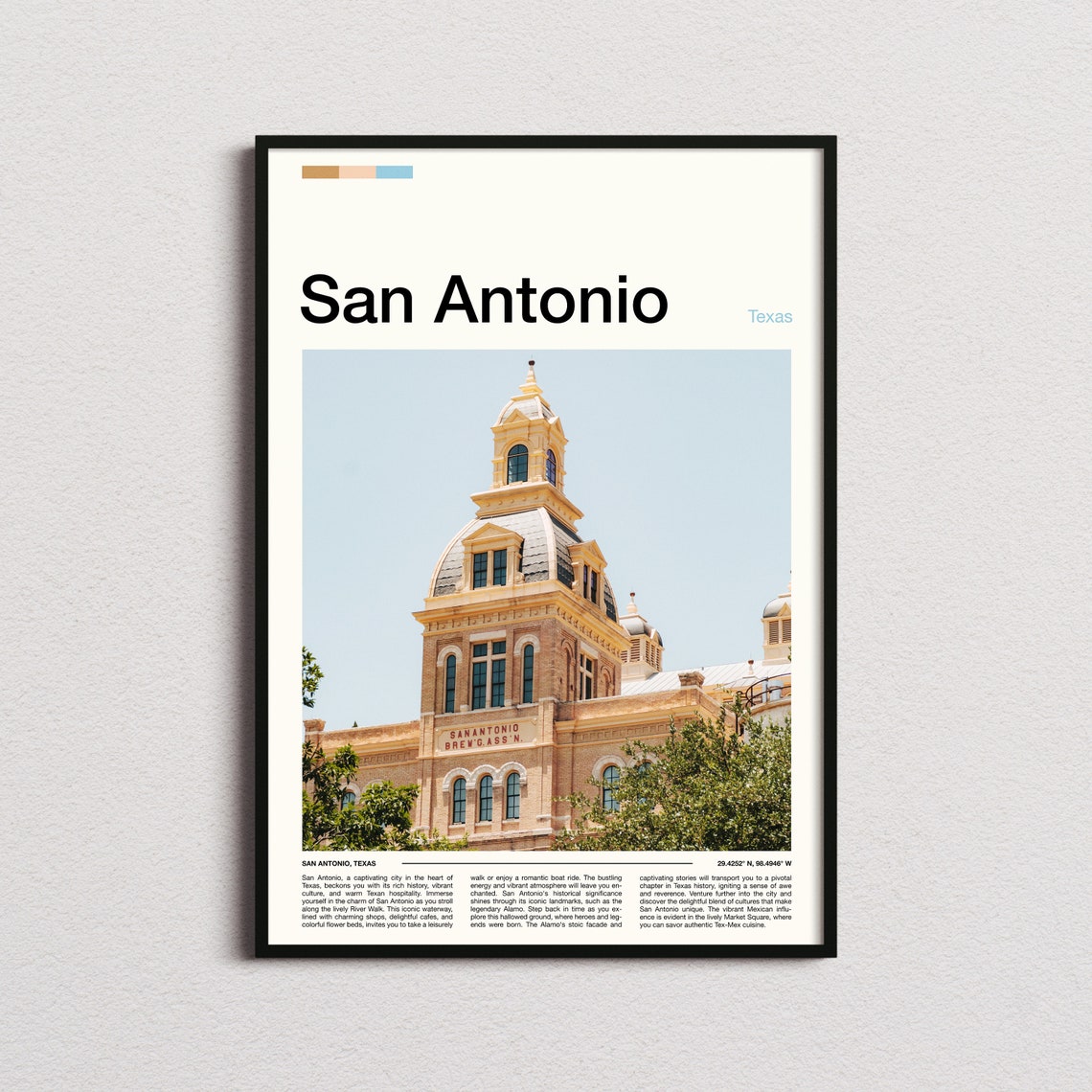 San Antonio Texas Historic Brewery Building Minimalist Photo Poster