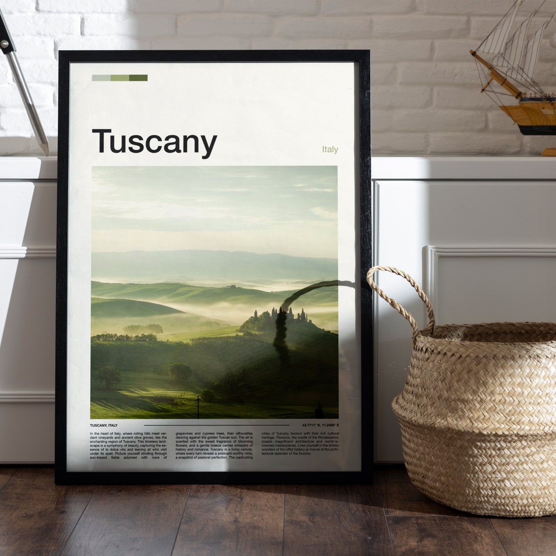 Tuscany Italy Rolling Green Hills Misty Morning Landscape Poster - Image 5