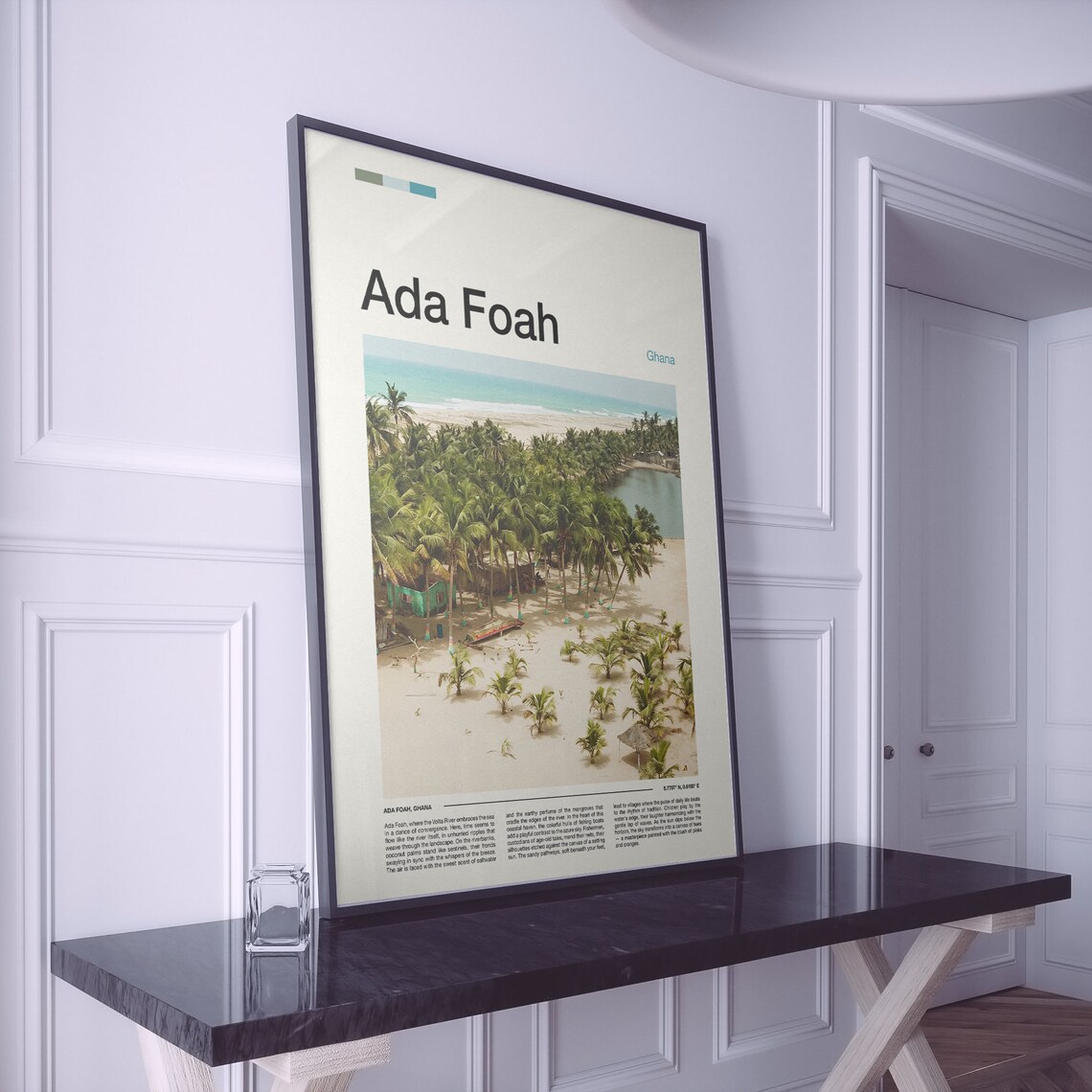 Ada Foah Ghana Palm Grove Lagoon Aerial Tropical Beach Poster - Image 2