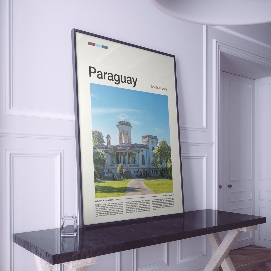 Paraguay Historic Stone Church Blue Sky Minimalist Travel Poster - Image 2