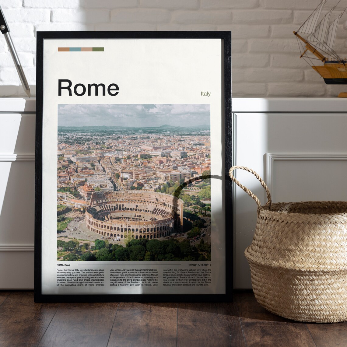 Rome Italy Colosseum Aerial View Ancient City Skyline Travel Poster - Image 4