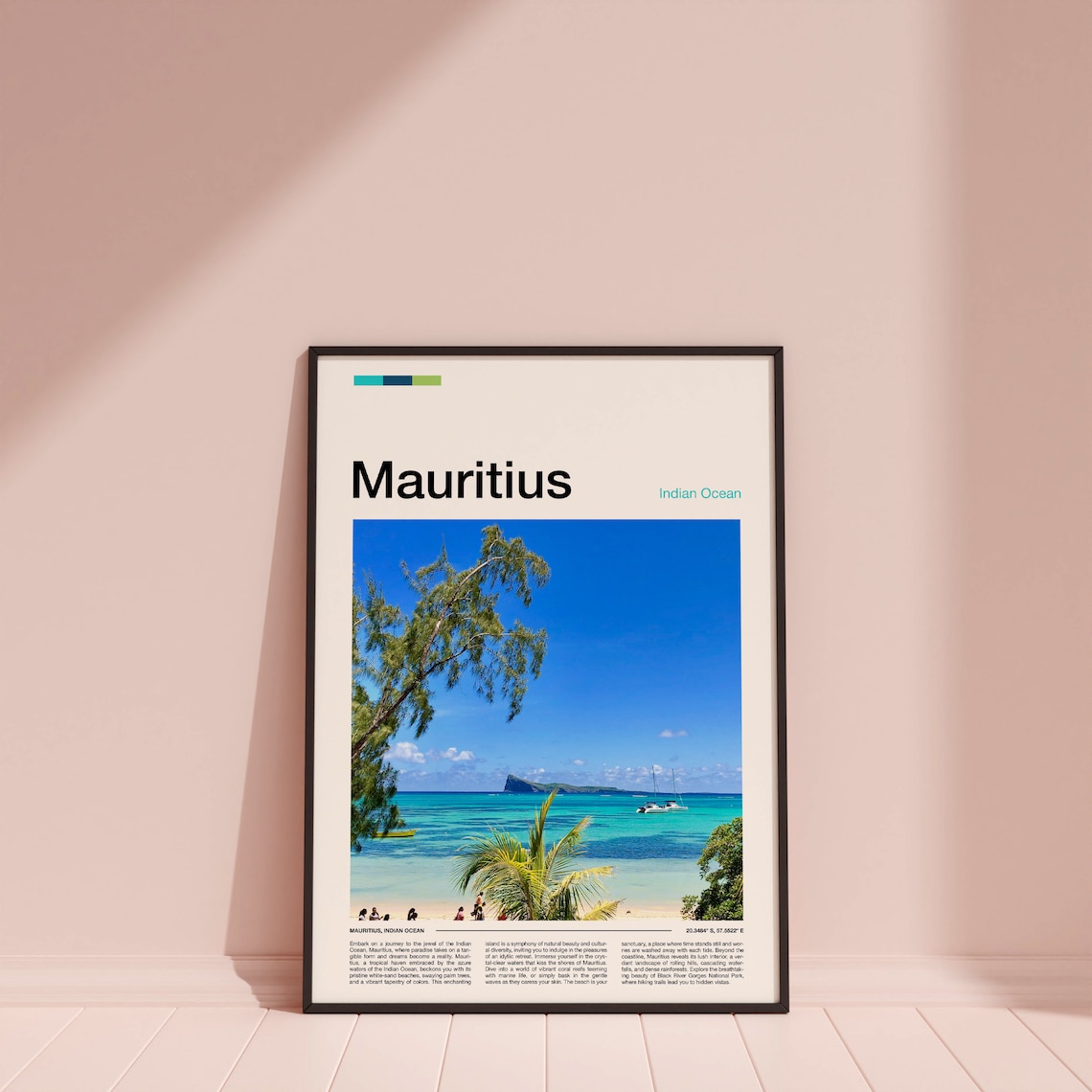 Mauritius Tropical Beach Indian Ocean Palm Paradise Sailboat Poster - Image 3
