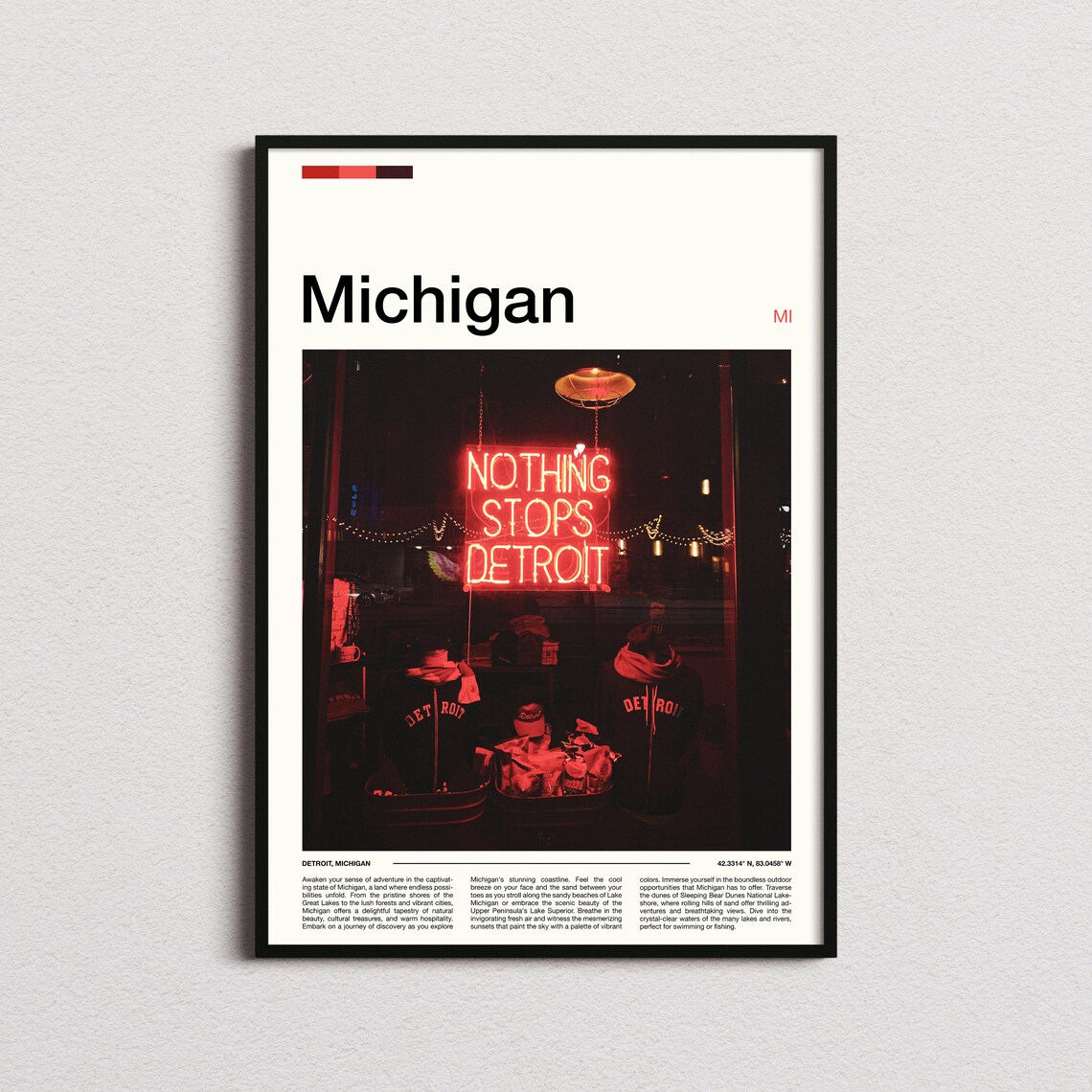 Michigan Detroit Nothing Stops Detroit Neon Sign Photography Poster