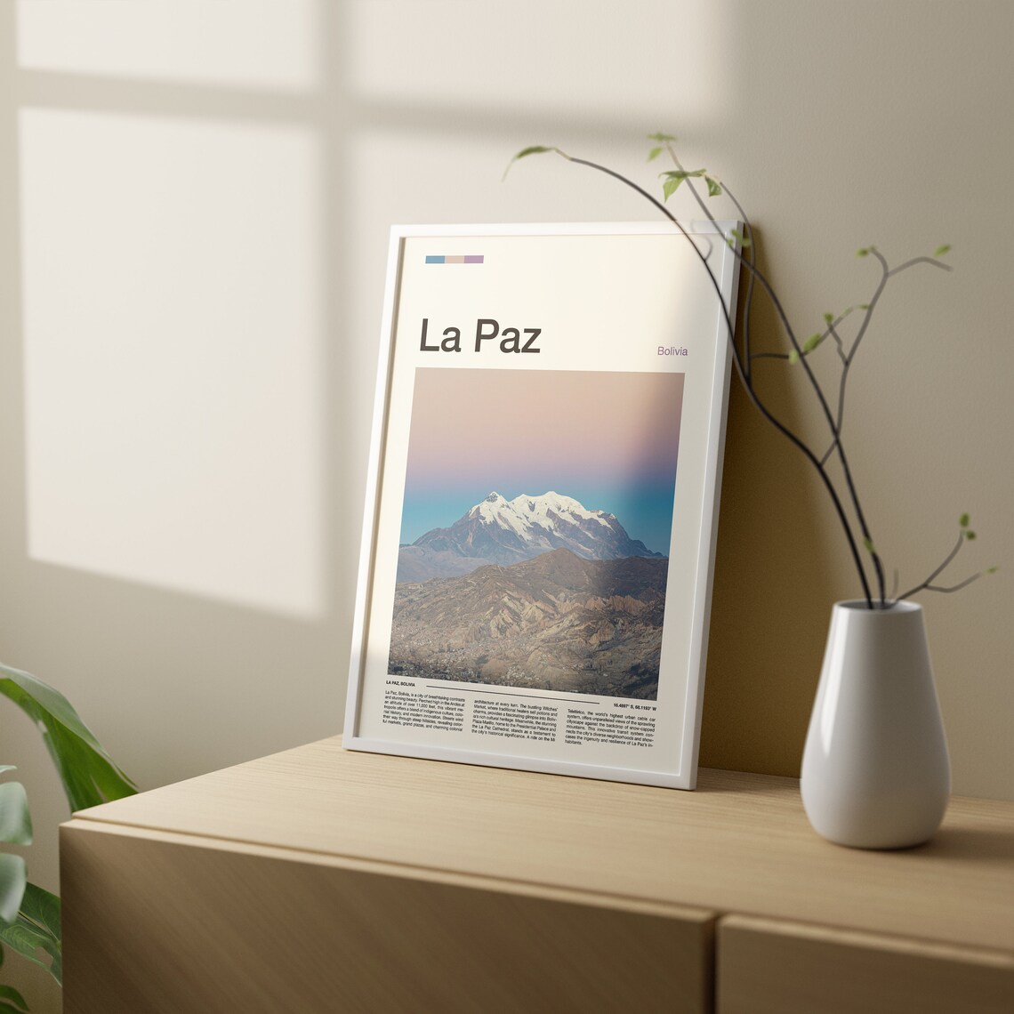 La Paz Bolivia Illimani Snow Peak Andes Cityscape Mountain Poster - Image 3