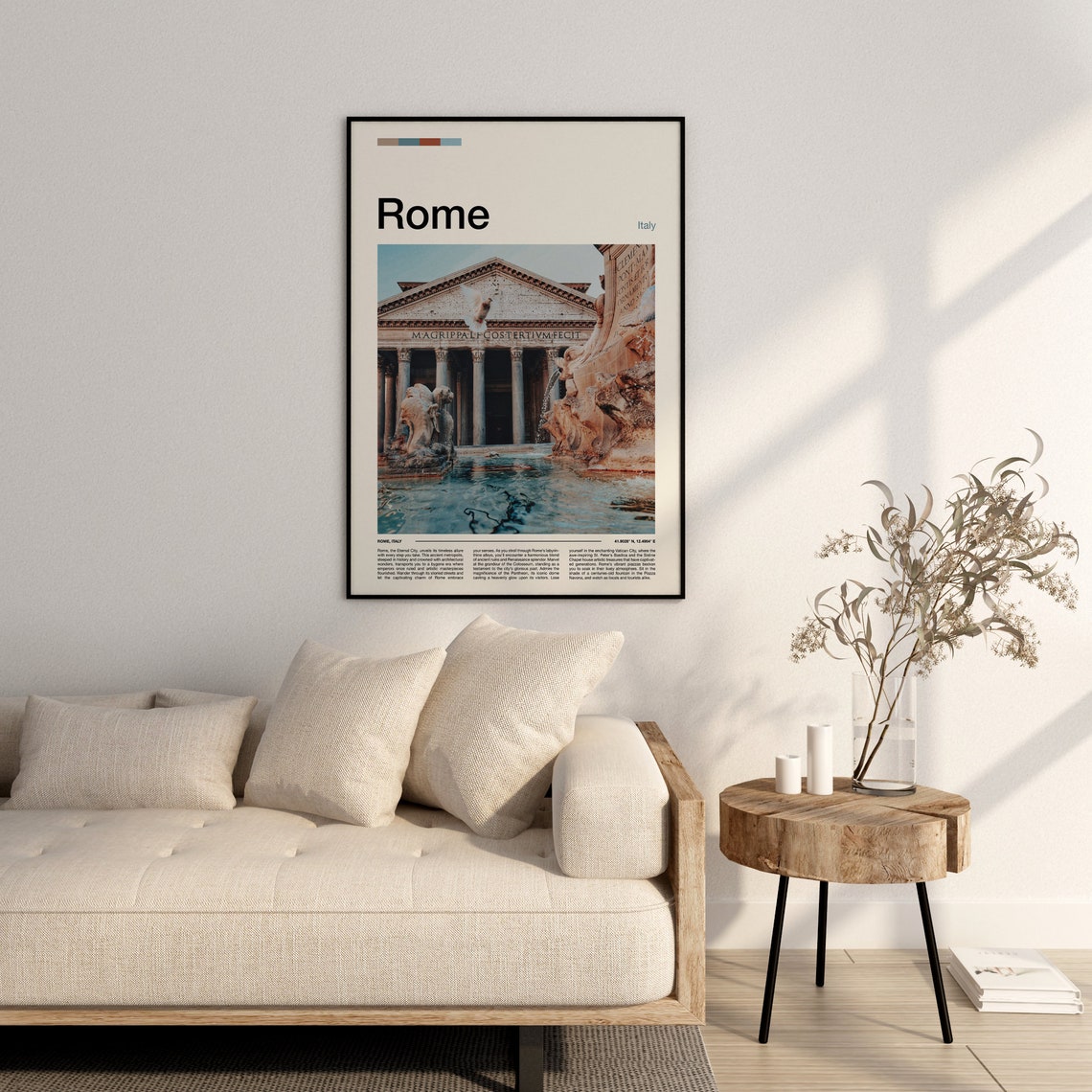 Rome Italy Historic Pantheon Ancient Monument Fountain Poster - Image 2