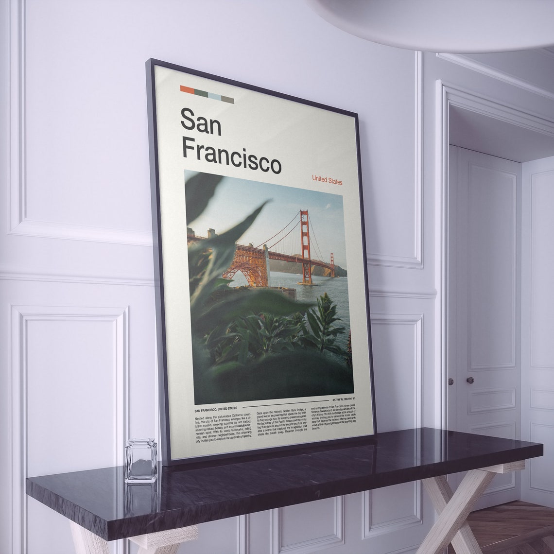 San Francisco Golden Gate Bridge Foliage Framed Photo View Poster - Image 2