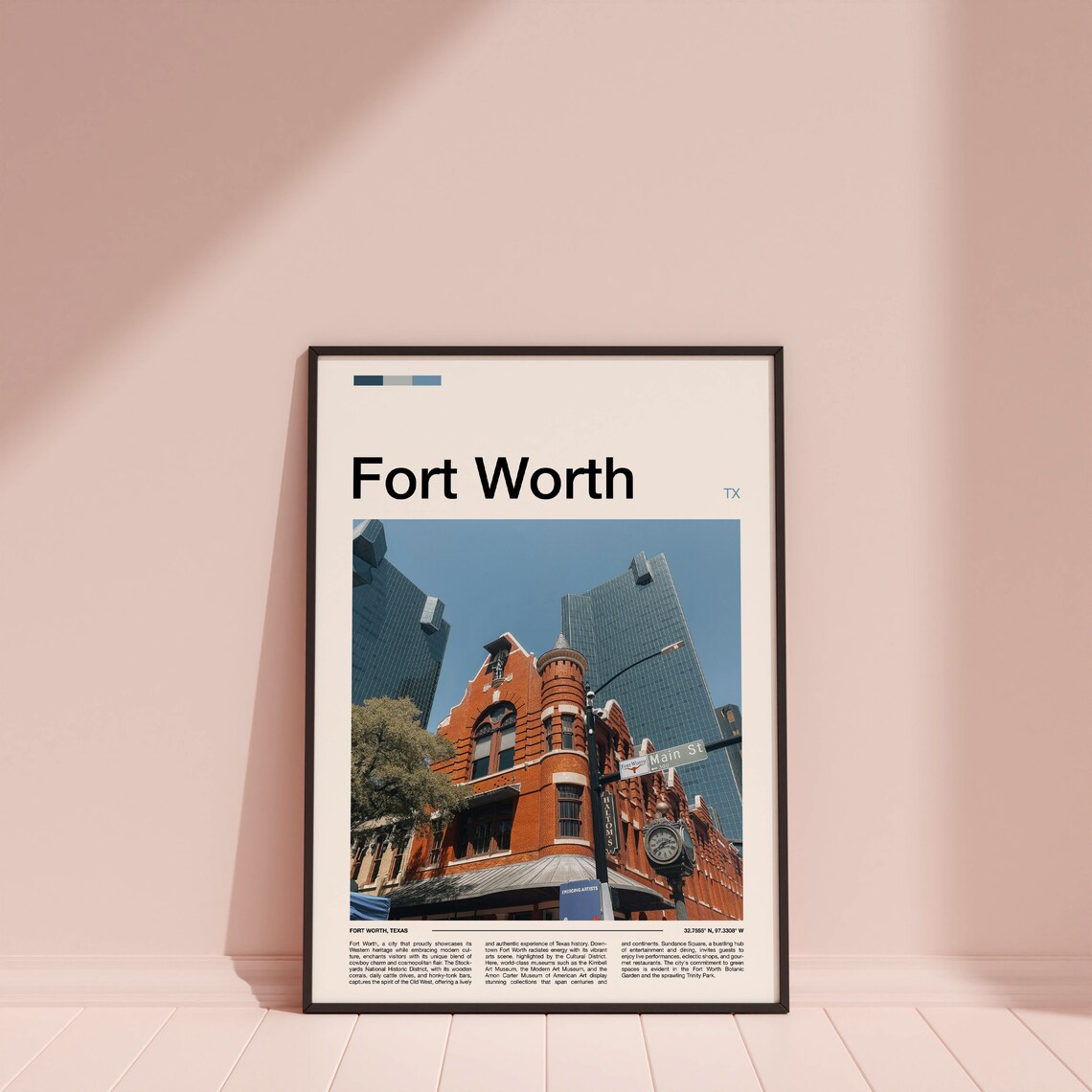 Fort Worth Texas Historic Main Street Brick Landmark Travel Poster - Image 4