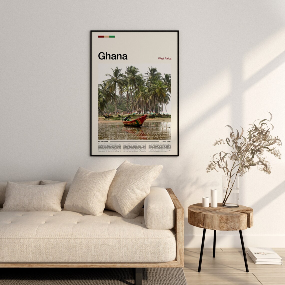 Ghana Ada Foah Colorful Fishing Boat Palm Trees Photography Poster - Image 3