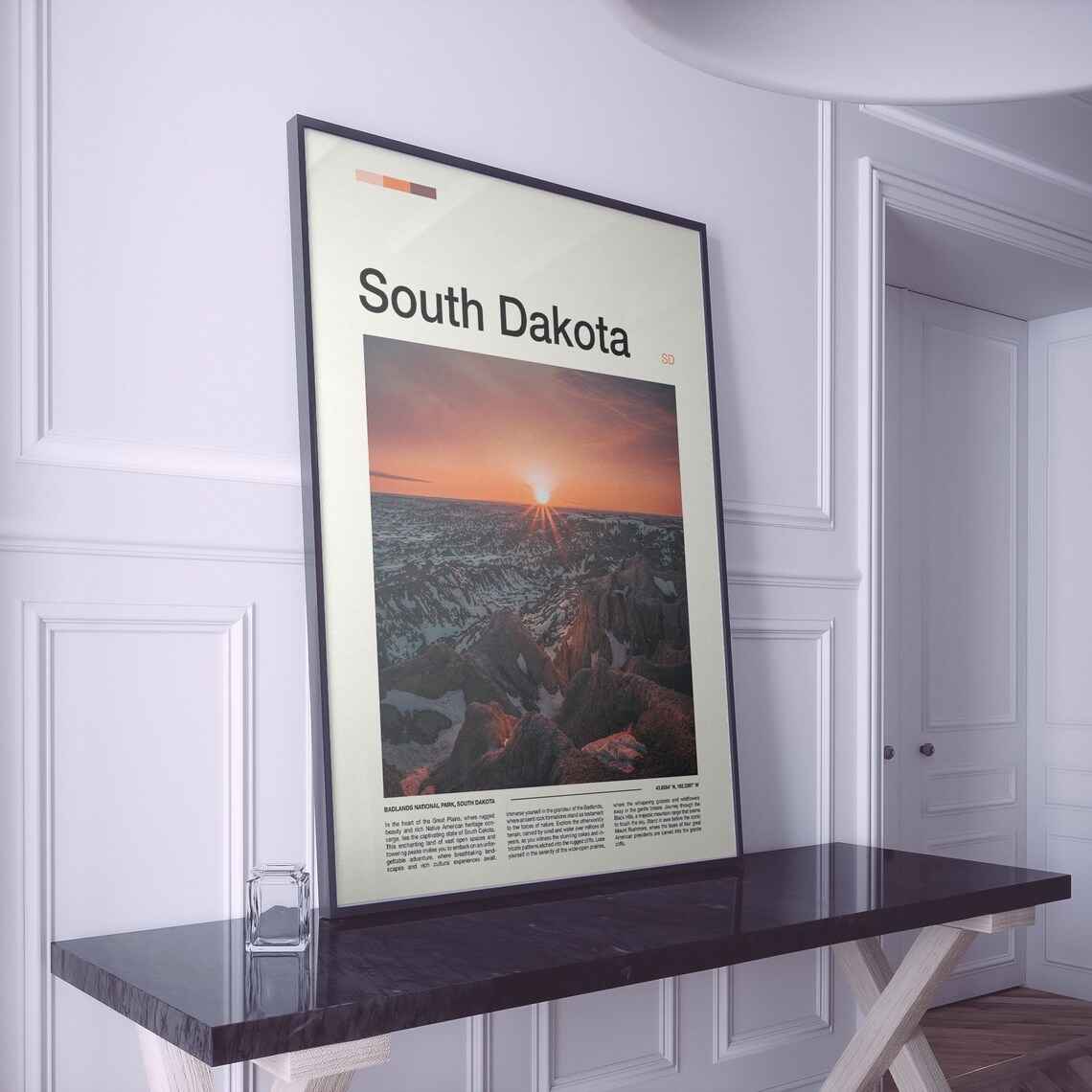 South Dakota Badlands National Park Winter Canyon Sunrise Poster - Image 2