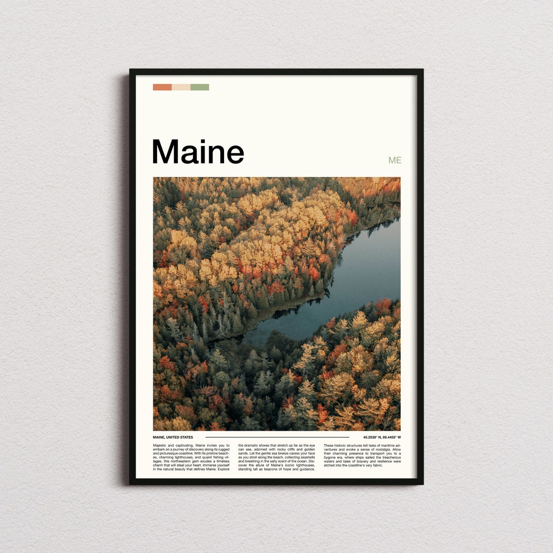 Maine Aerial Fall Foliage Autumn Forest Lakeside Scenery Poster