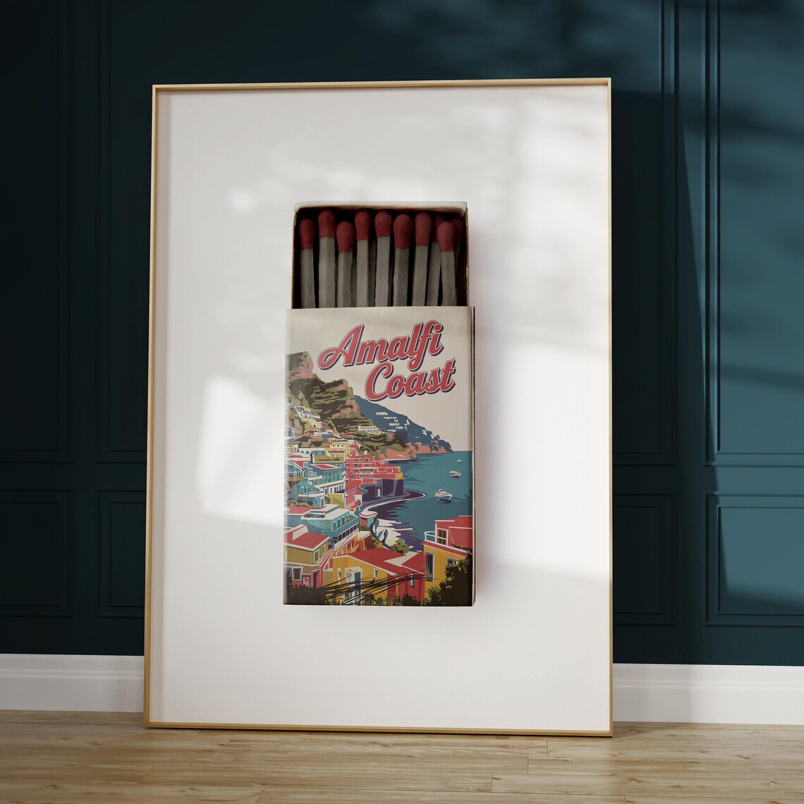 Amalfi Coast Italy Cliffside Village Vintage Matchbox Art Poster - Image 5