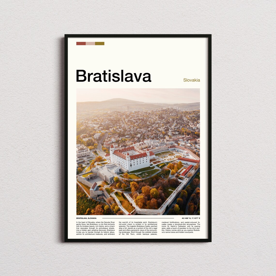 Bratislava Slovakia Castle Aerial Old Town View Travel Poster