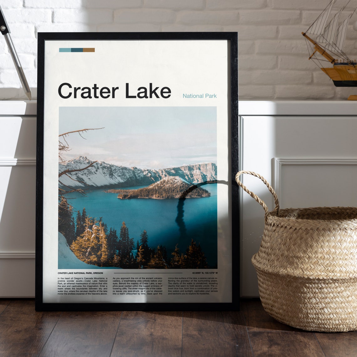 Crater Lake National Park Print Crater Lake National Park Poster Crater Lake Wall Art Crater Lake Art Print Crater Lake Photo - Image 4
