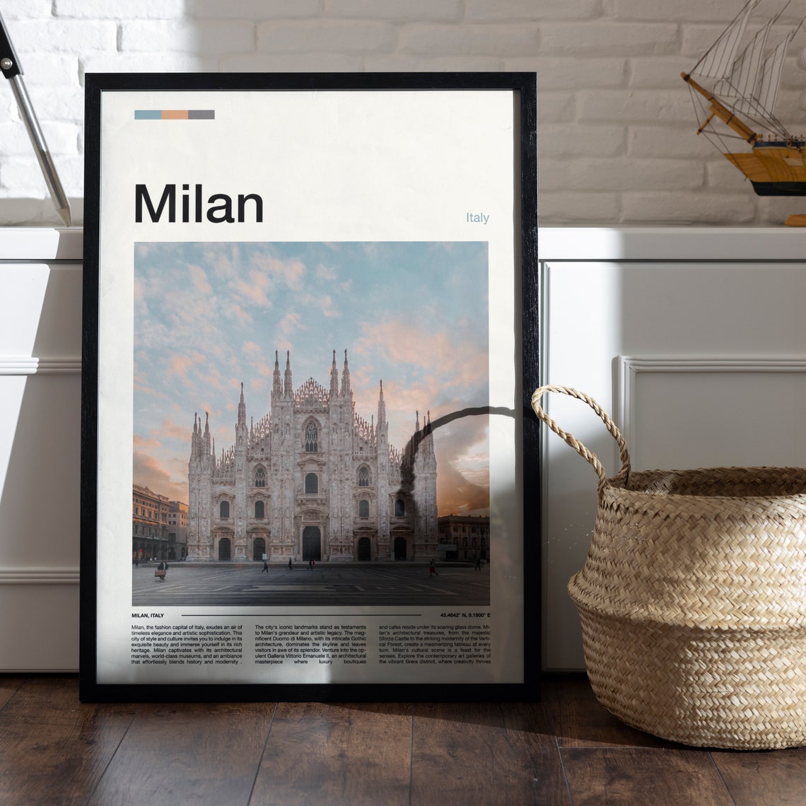 Milan Italy Duomo Cathedral Gothic Spires Warm Sunset Facade Poster - Image 5