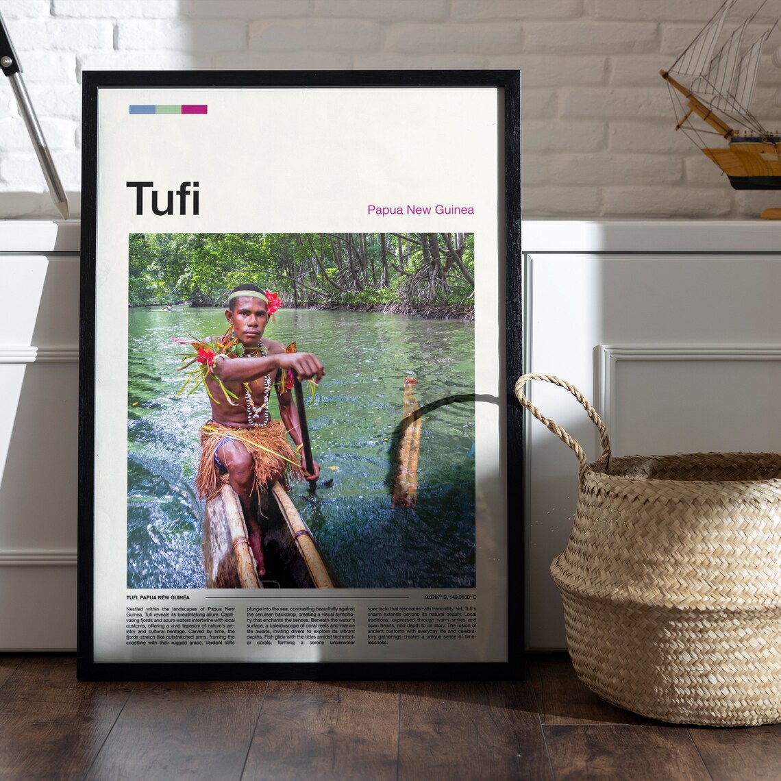 Tufi Papua New Guinea Canoe Paddler Mangrove River Travel Poster - Image 4