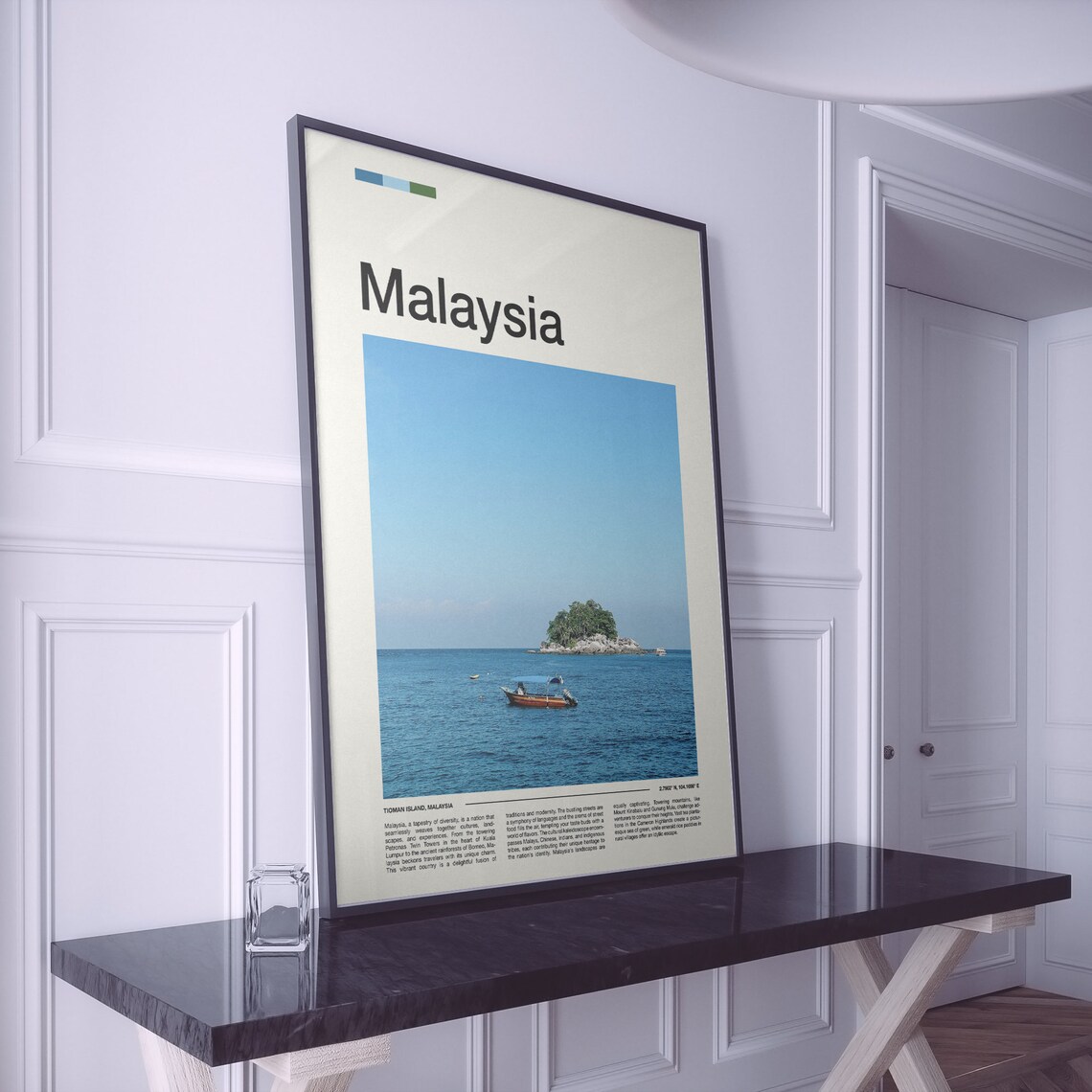 Malaysia Tioman Island Boat Rocky Islet Clear Blue Sea Poster - Image 2