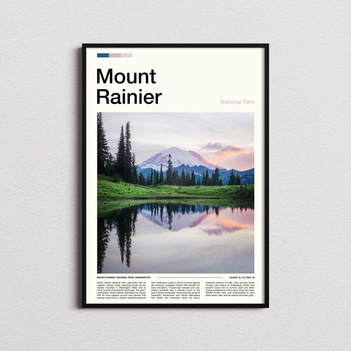Mount Rainier Washington Alpine Meadow Lake Reflection Photo Poster