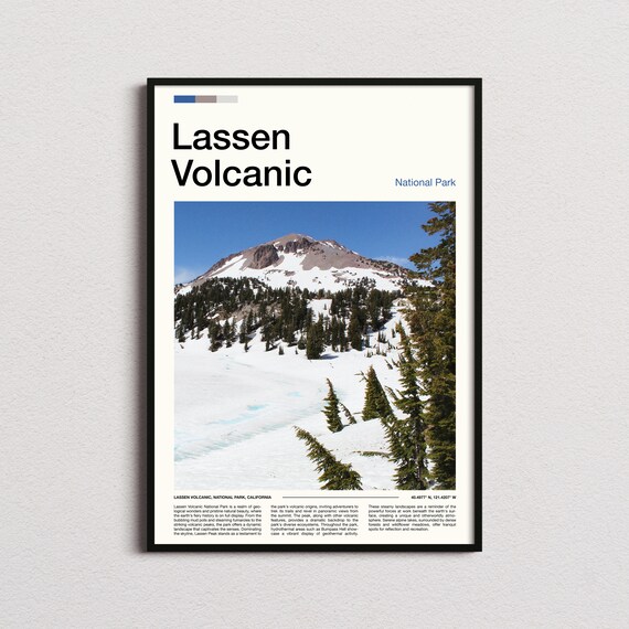 Lassen Volcanic California Snow Covered Peak Forest Photo Poster