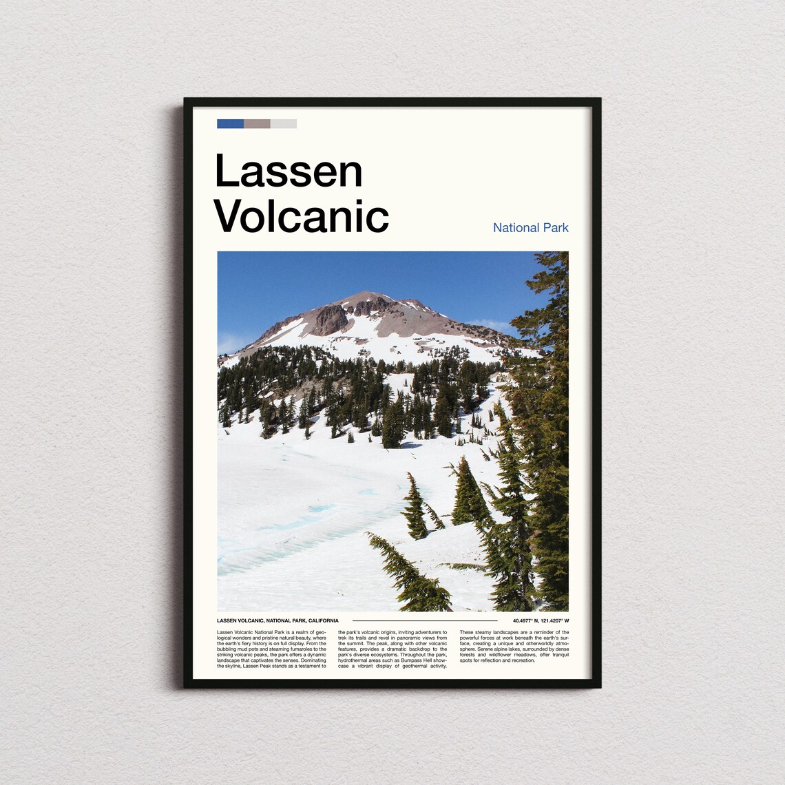 Lassen Volcanic California Snow Covered Peak Forest Photo Poster