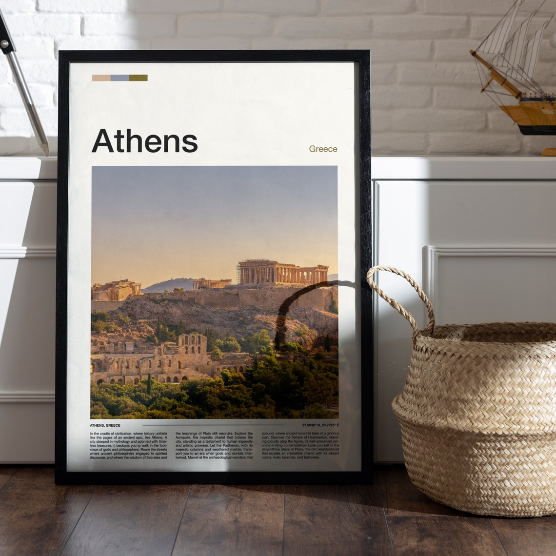 Athens Greece Acropolis Parthenon Ancient Ruins Sunset Poster - Image 5