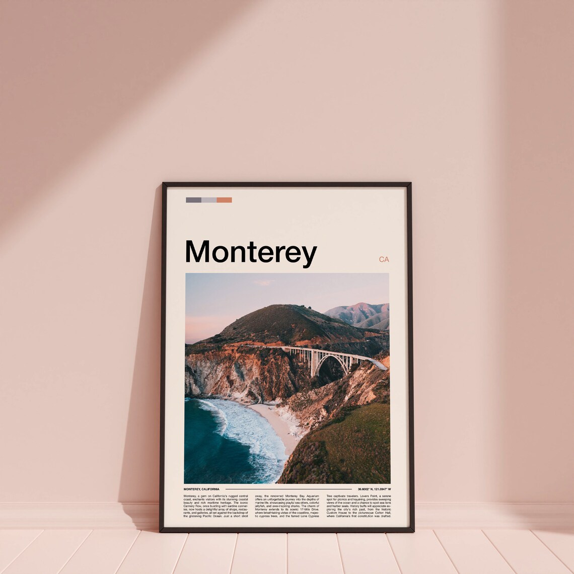 Monterey California Bixby Bridge Cove Aerial Ocean View Travel Poster - Image 4