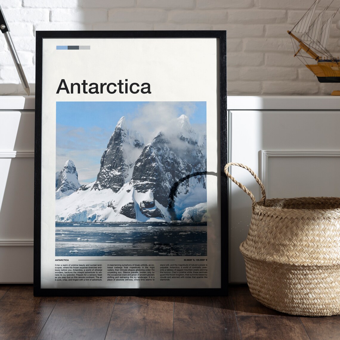 Antarctica Snowy Mountain Peaks Icy Water Minimalist Photo Poster - Image 5