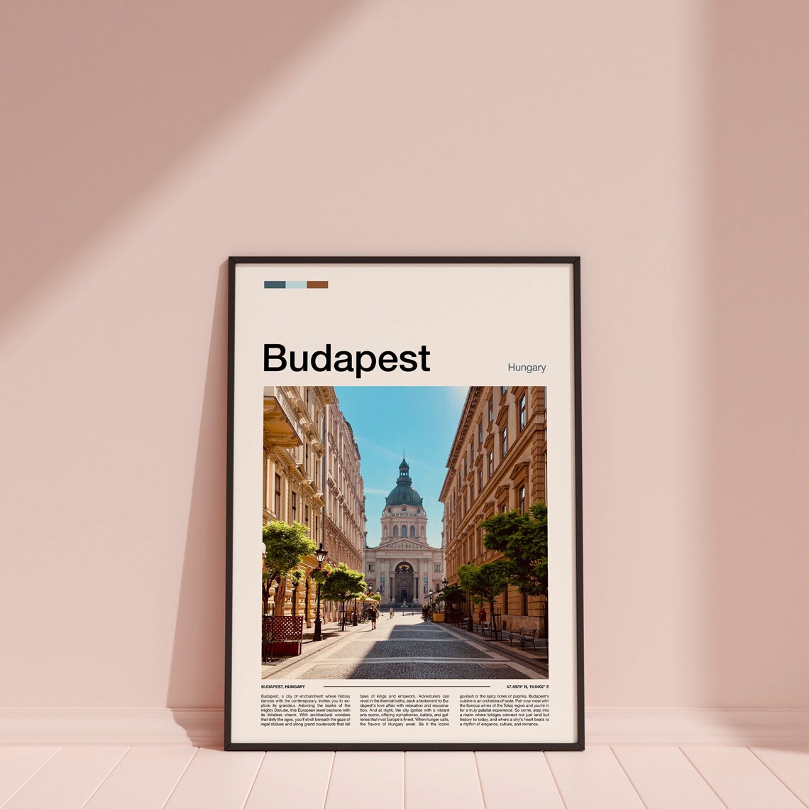 Budapest Hungary Basilica Old Town Street Travel Photo Poster - Image 4