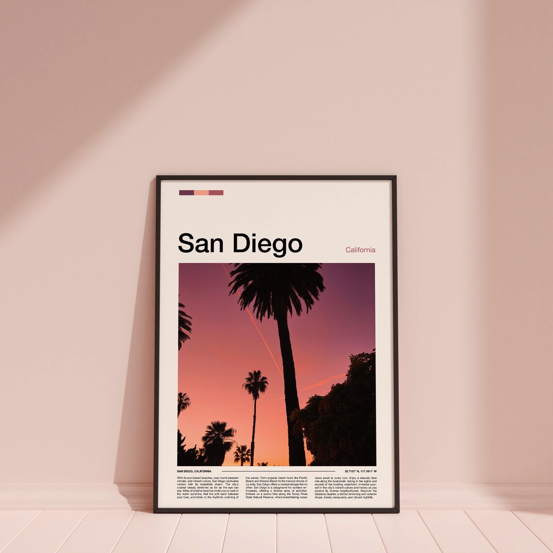 San Diego California Palm Tree Sunset Silhouette Photo Poster - Image 4