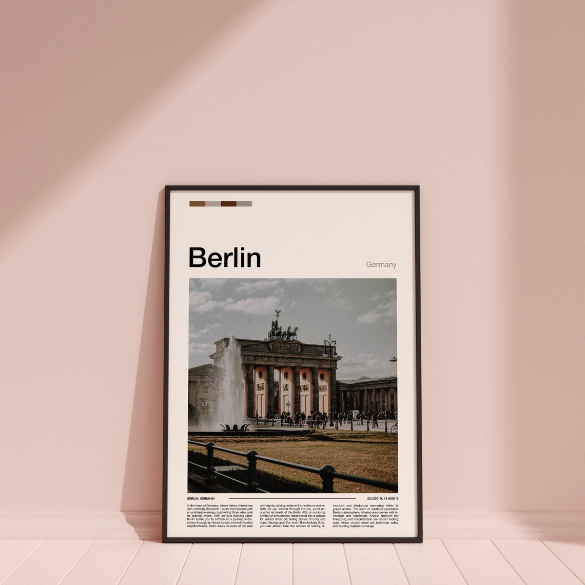 Berlin Germany Brandenburg Gate Quadriga Fountain Square Scene Poster - Image 4