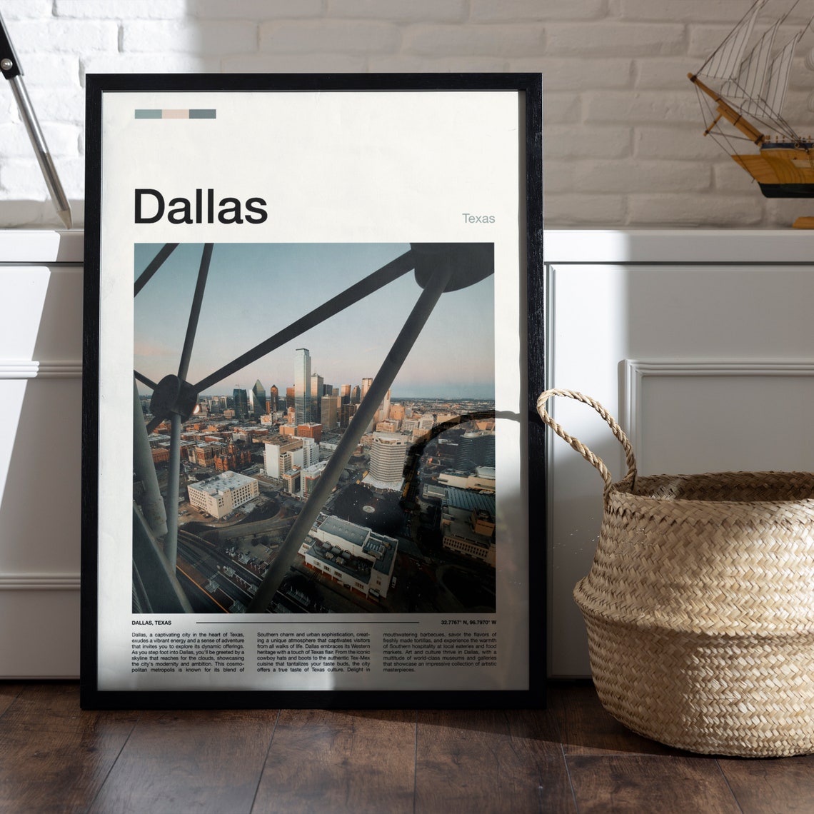 Dallas Texas Reunion Tower Skyline View Minimalist Photo Poster - Image 5