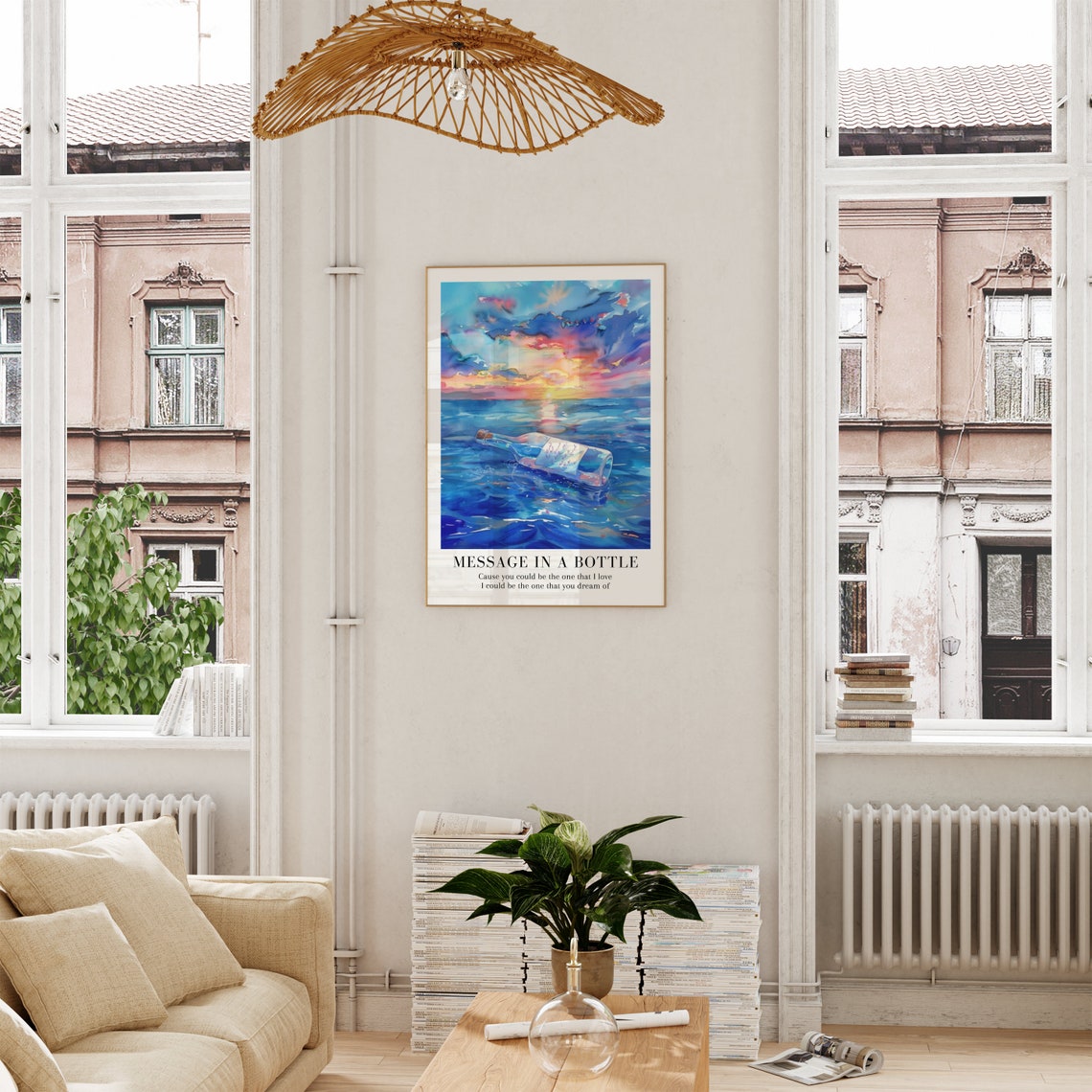 Taylor Swift Message In A Bottle Sunset Ocean Watercolor Poster - Image 3