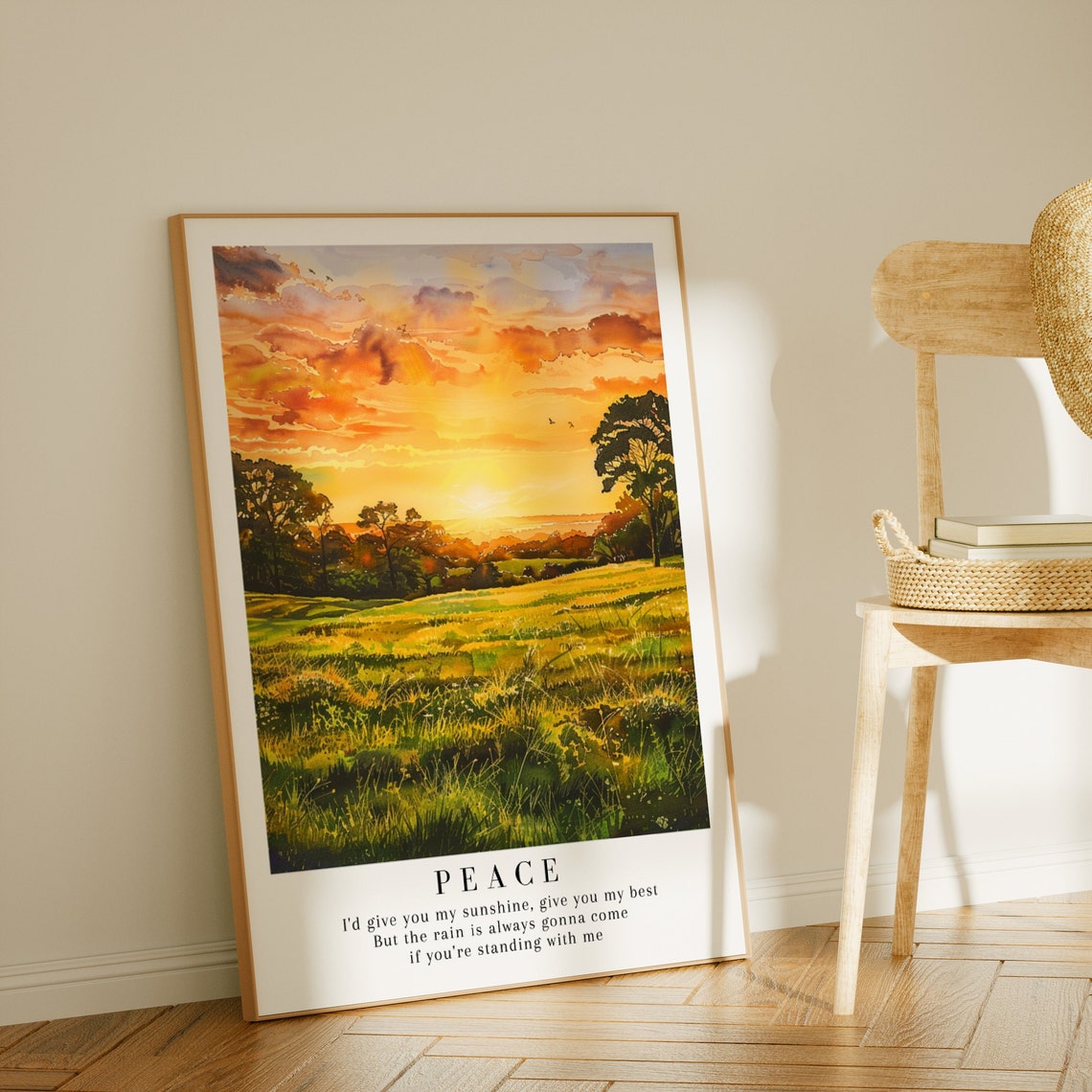 Peace Taylor Swift Sunset Meadow Watercolor Lyric Art Poster - Image 3