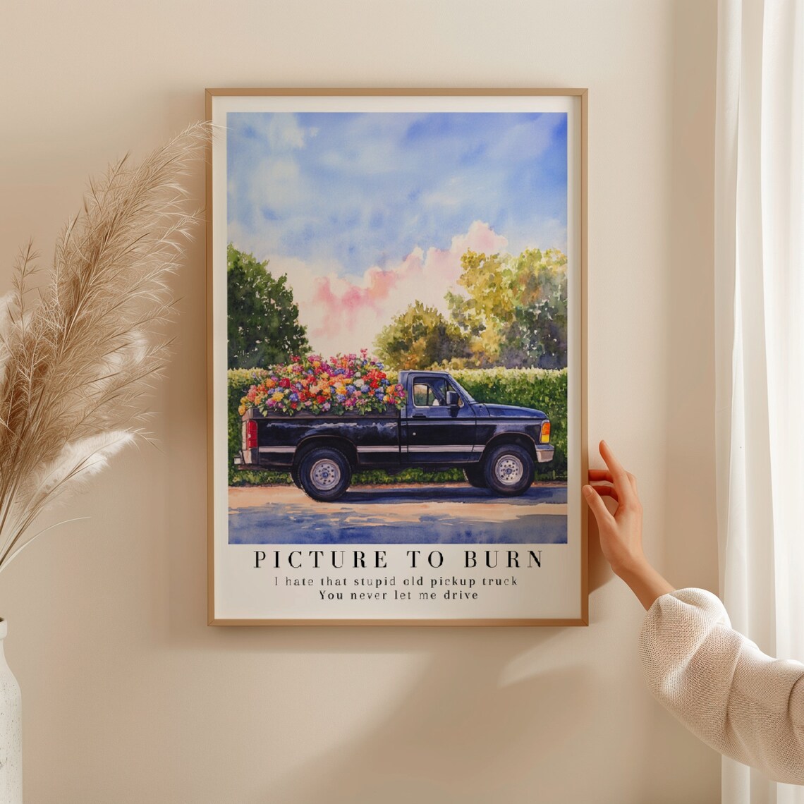 Taylor Swift Picture To Burn Flower Truck Watercolor Lyric Poster - Image 3