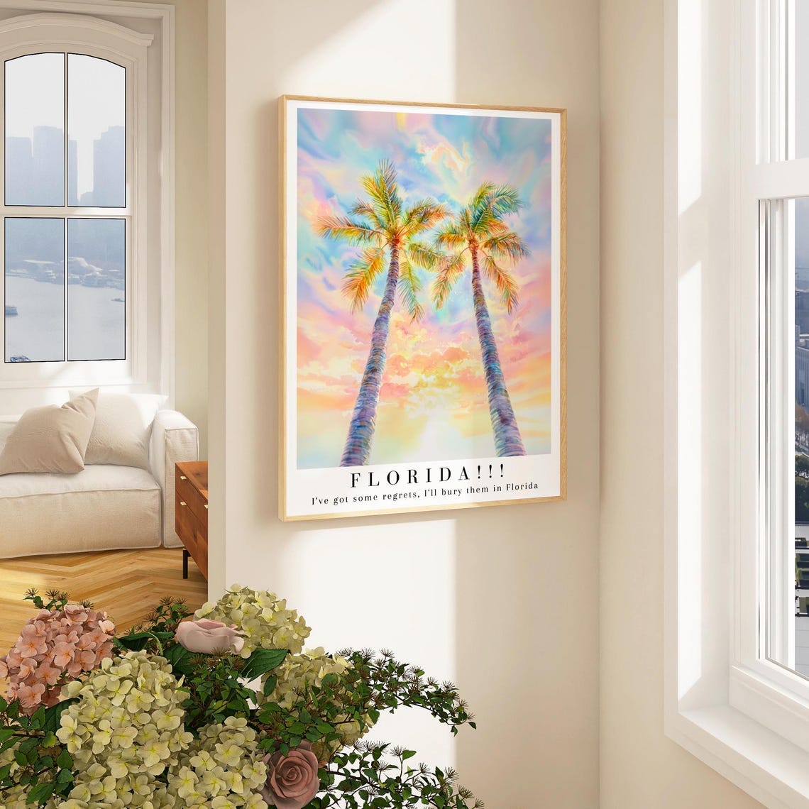 Taylor Swift Florida Lyrics Palm Trees Pastel Sunset Watercolor Poster - Image 3