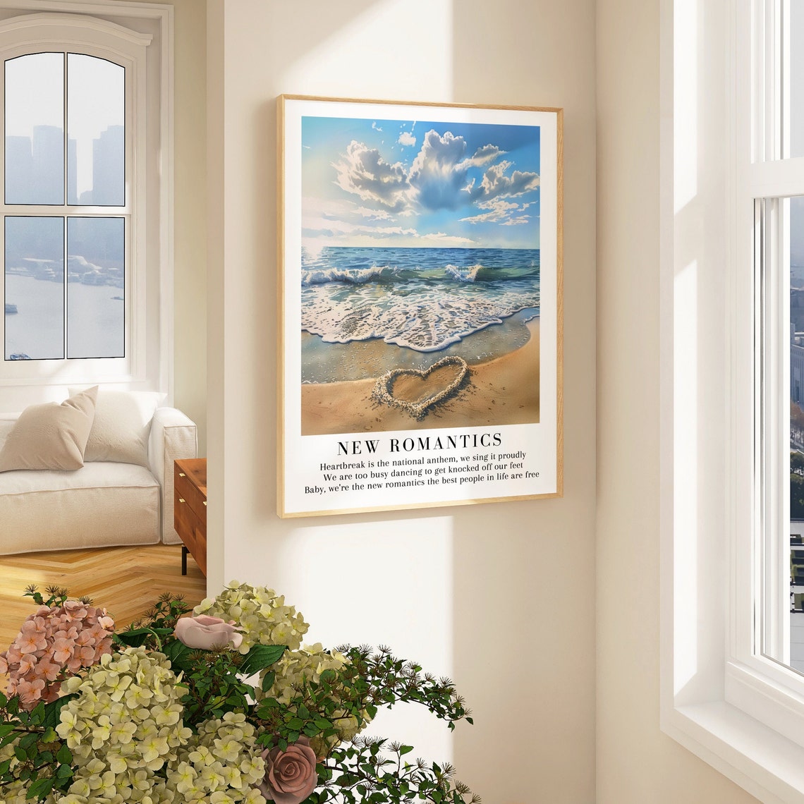 New Romantics Taylor Swift Beach Heart Watercolor Lyric Poster - Image 3
