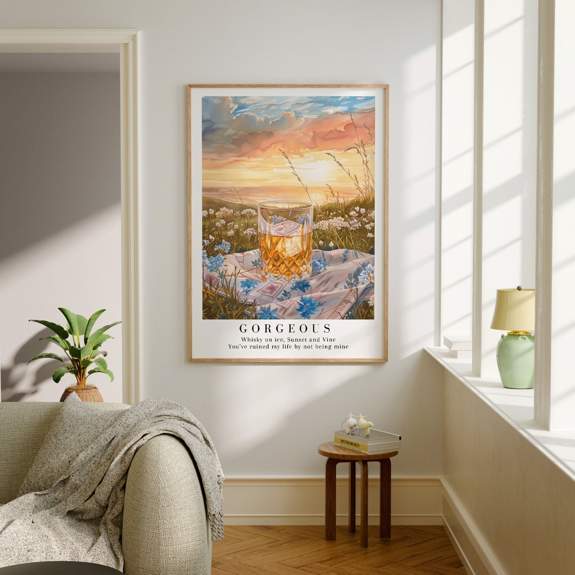 Gorgeous Taylor Swift Whisky Sunset Picnic Watercolor Lyric Poster - Image 2