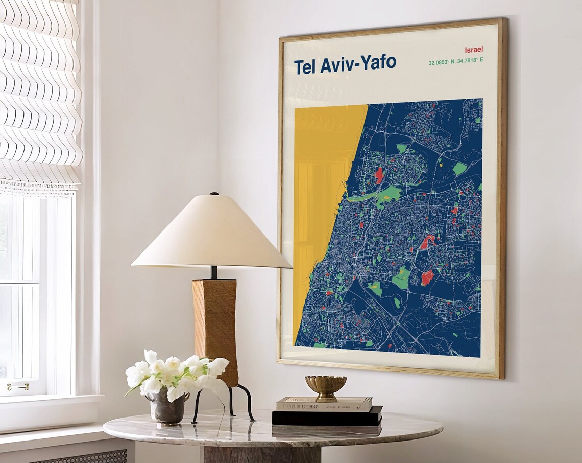 Tel Aviv Yafo Map Poster, Israel City Map