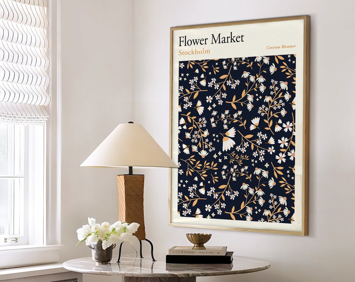 Stockholm Flower Market Print Flower Market Poster Daisy Art Poster Flower Market Wall Art Boho Flower Market Print F159