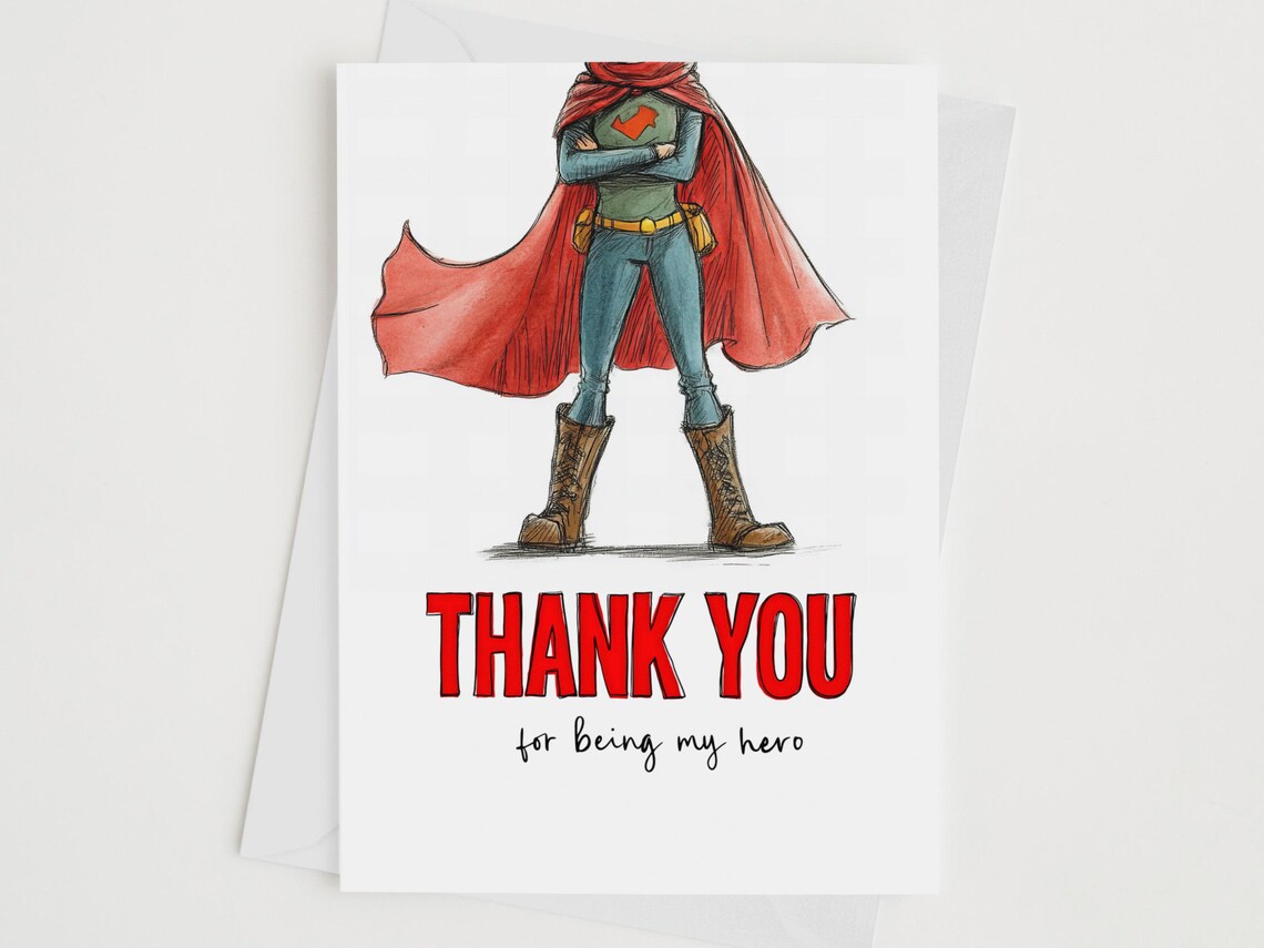Thank You For Being My Hero Superhero Cape Watercolor Gift Print