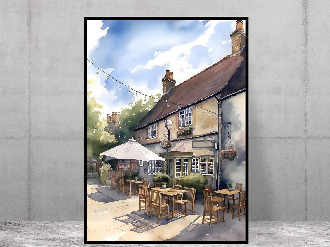 English Country Pub Countryside Scene Art Print