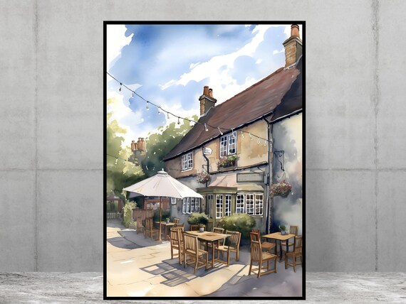 English Country Pub Countryside Scene Art Print