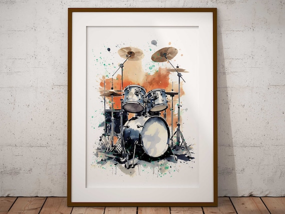 Drum Kit Splash Art Print Music Lover Modern Drums Home Decor Gift
