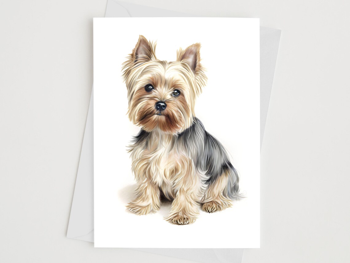 Adorable Yorkshire Terrier Puppy Portrait Cute Watercolor Art Print