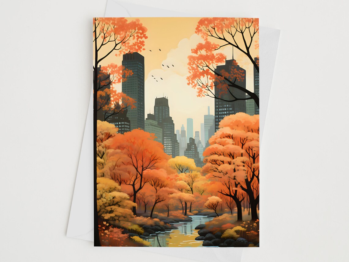 Central Park In The Autumn, Seasonal Greeting Poster
