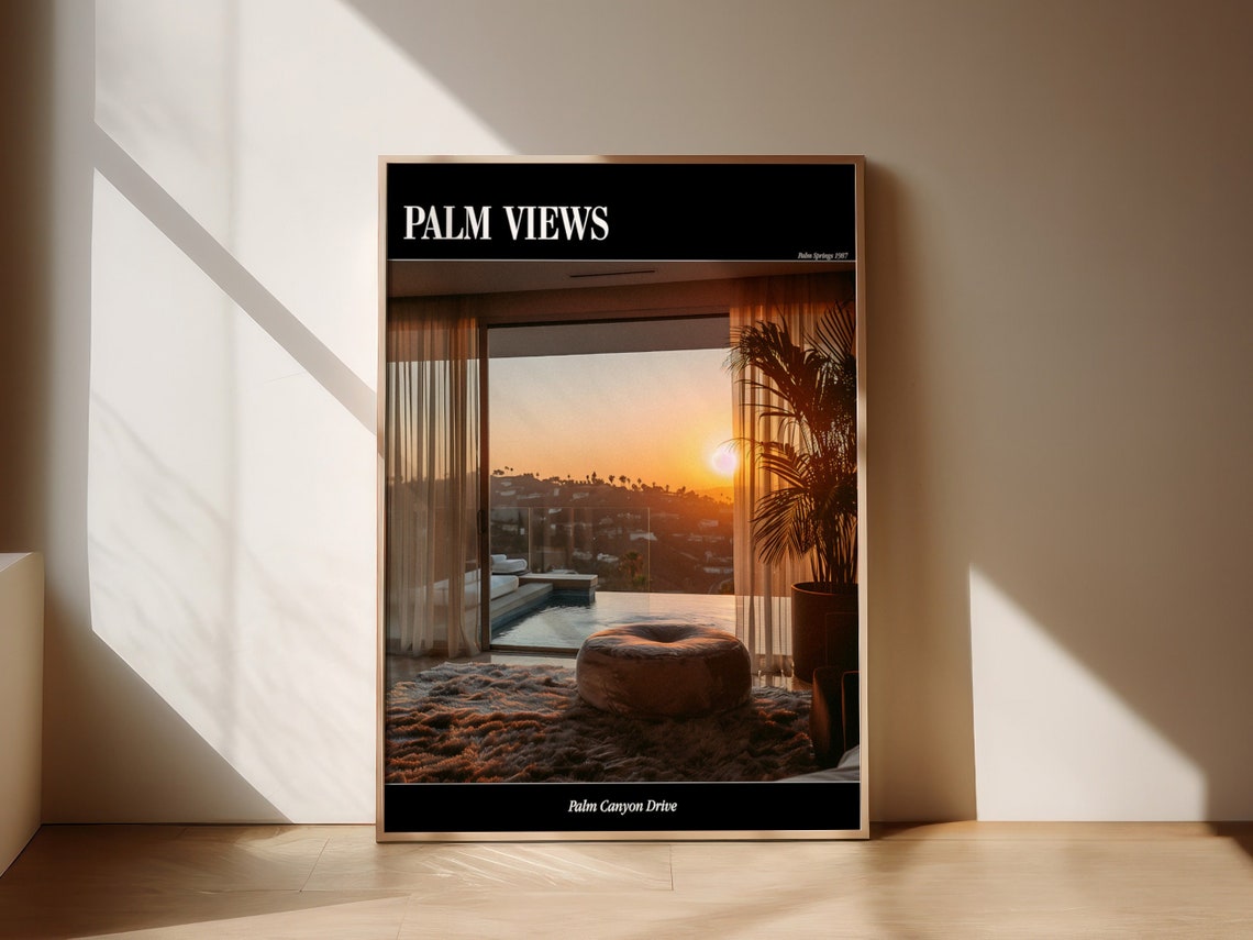 Palm Views Palm Springs 1987 Sunset Villa Interior Art Poster