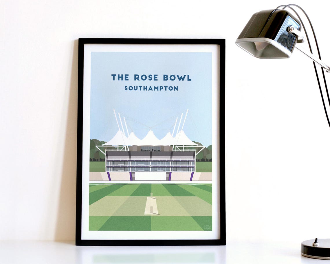The Rose Bowl Southampton Cricket Stadium Minimalist Art Poster