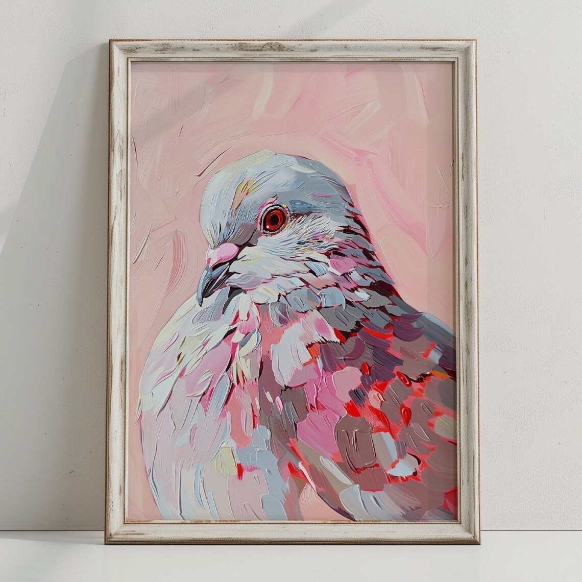 Pigeon Painting, Preppy Pink Abstract Art Print