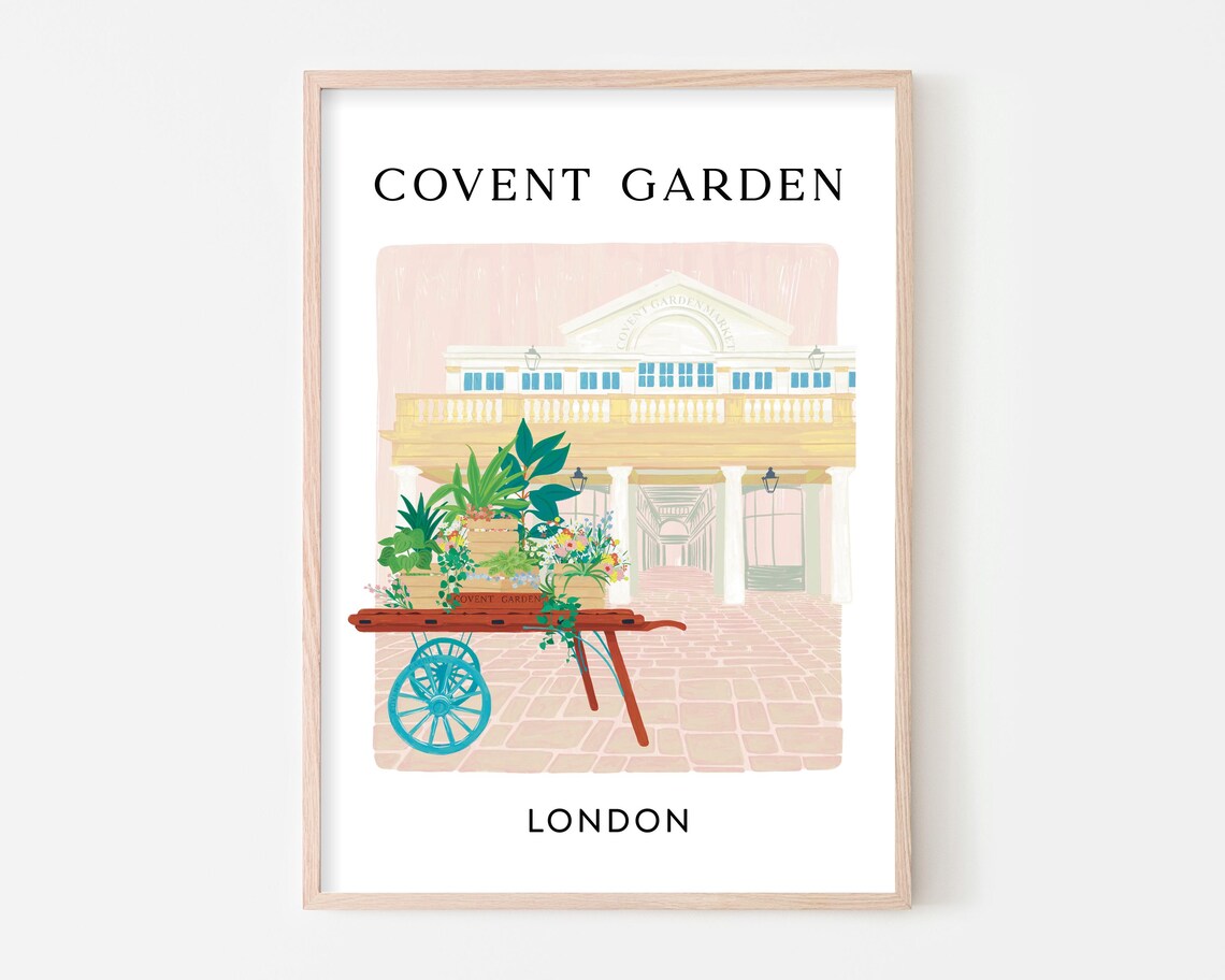 Covent Garden Flower Cart, London Landmark Art Print