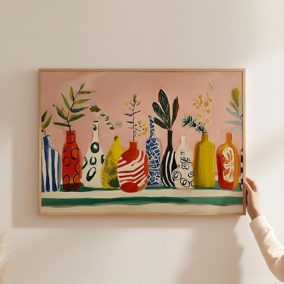 Matisse Style Colorful Patterned Vase Still Life Modern Art Poster