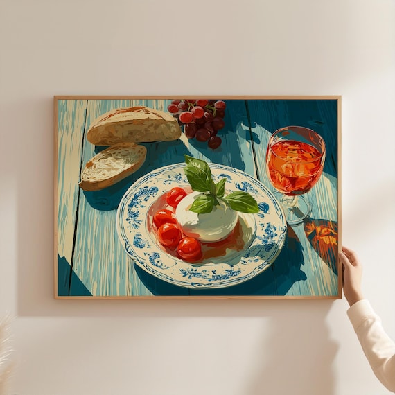 Mediterranean Food Art Print, Coastal Kitchen Decor